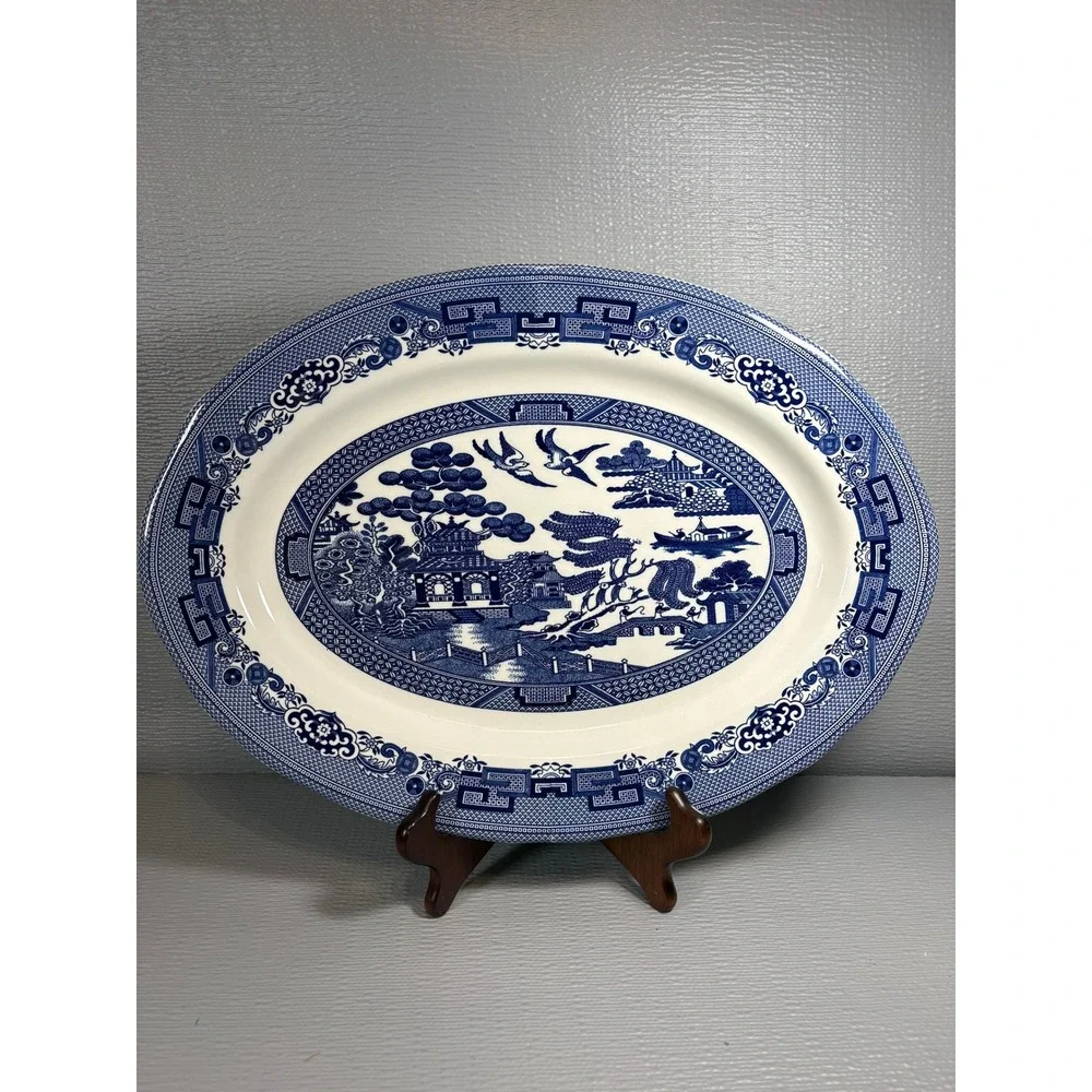 Legend‎ British Heritage Blue Willow Oval Serving Platter Earthenware 15.5 Inch